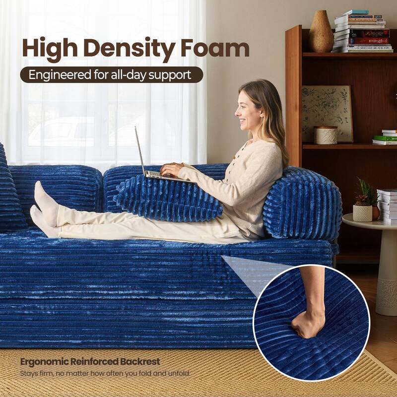 OVIOS Non-Aseembly Convertibe Modular Loveseat Sofa Bed