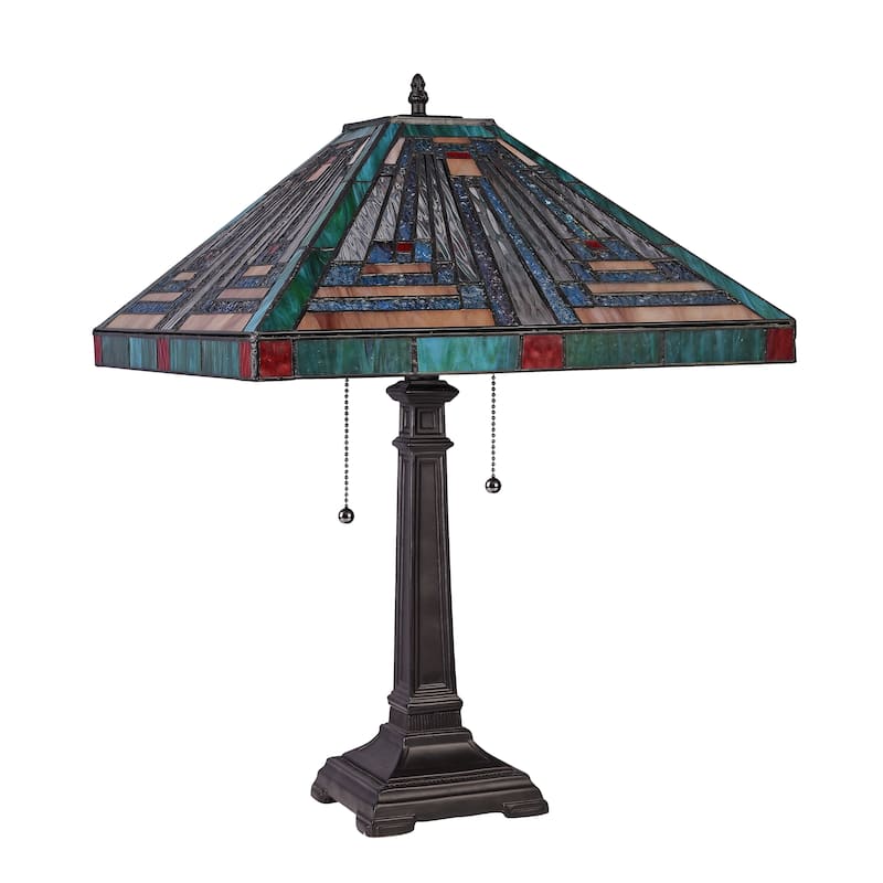 Tiffany-Style Mission Design 2-light Blackish Bronze Table Lamp