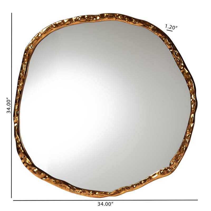 Urania Wall Mirror - Irregular Shape Accent Mirror with Antique Goldleaf Frame, Modern Glam Accent for Living Room, Decor