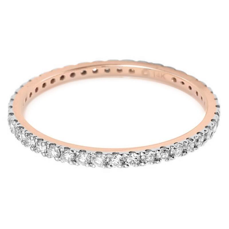 14kt Gold Diamond Eternity Wedding Band Rings - Rose
