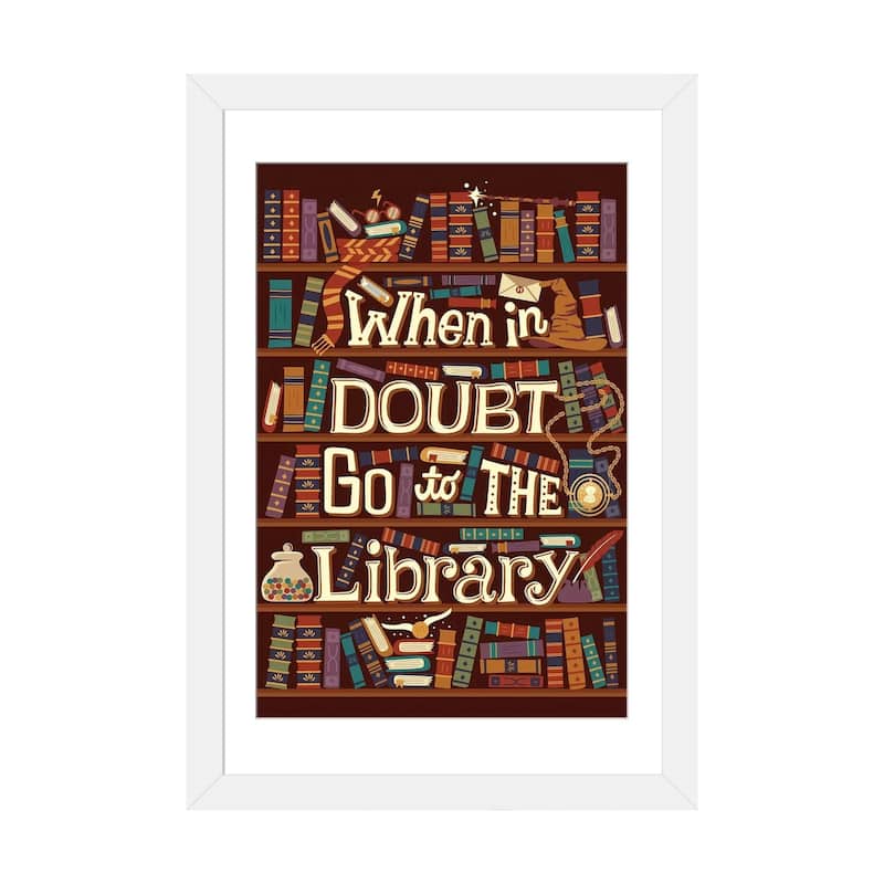 iCanvas "Library" by Risa Rodil - White - 32x24x1