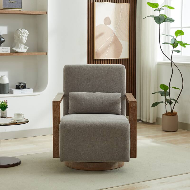 30.3"W Swivel Modern Upholstered Accent Chair - Grey
