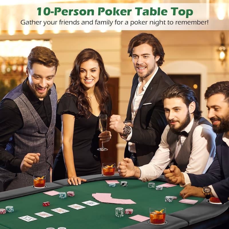 Gymax 84'' x 42'' 10-Player Foldable Padded Poker Table Top w/