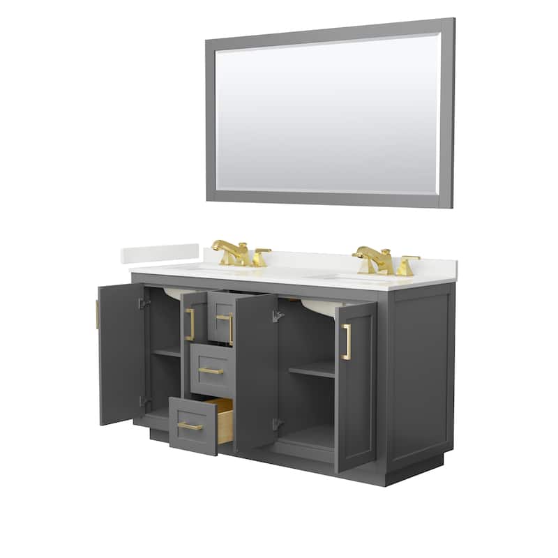 Miranda 60-inch Double Vanity, Quartz Top, 58-inch Mirror