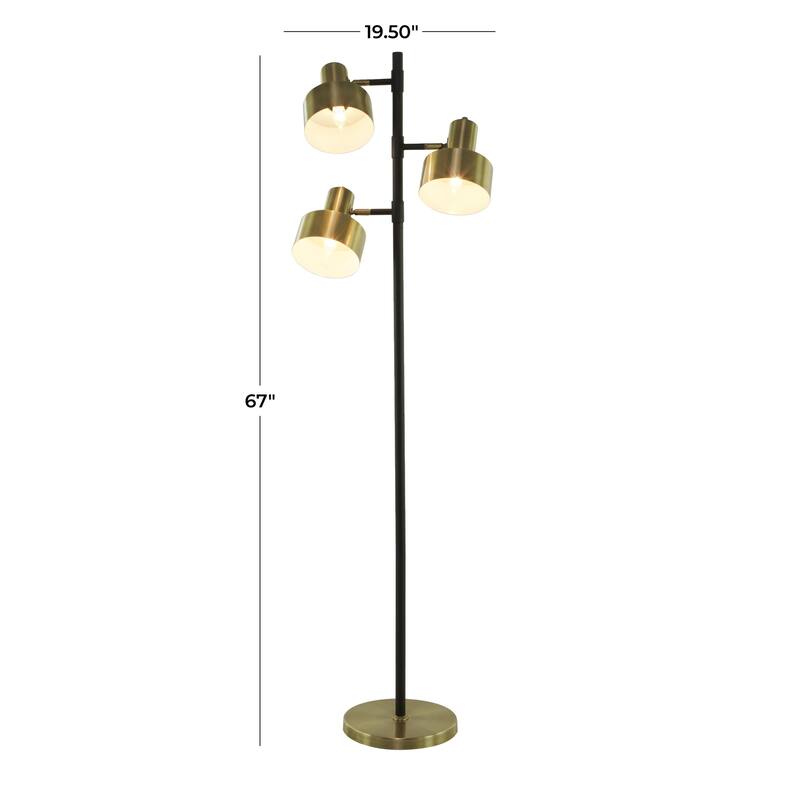 Metal Floor Lamp with Rotating Shades - Gold - Roche River Decor - 11"W x 20"L x 67"H