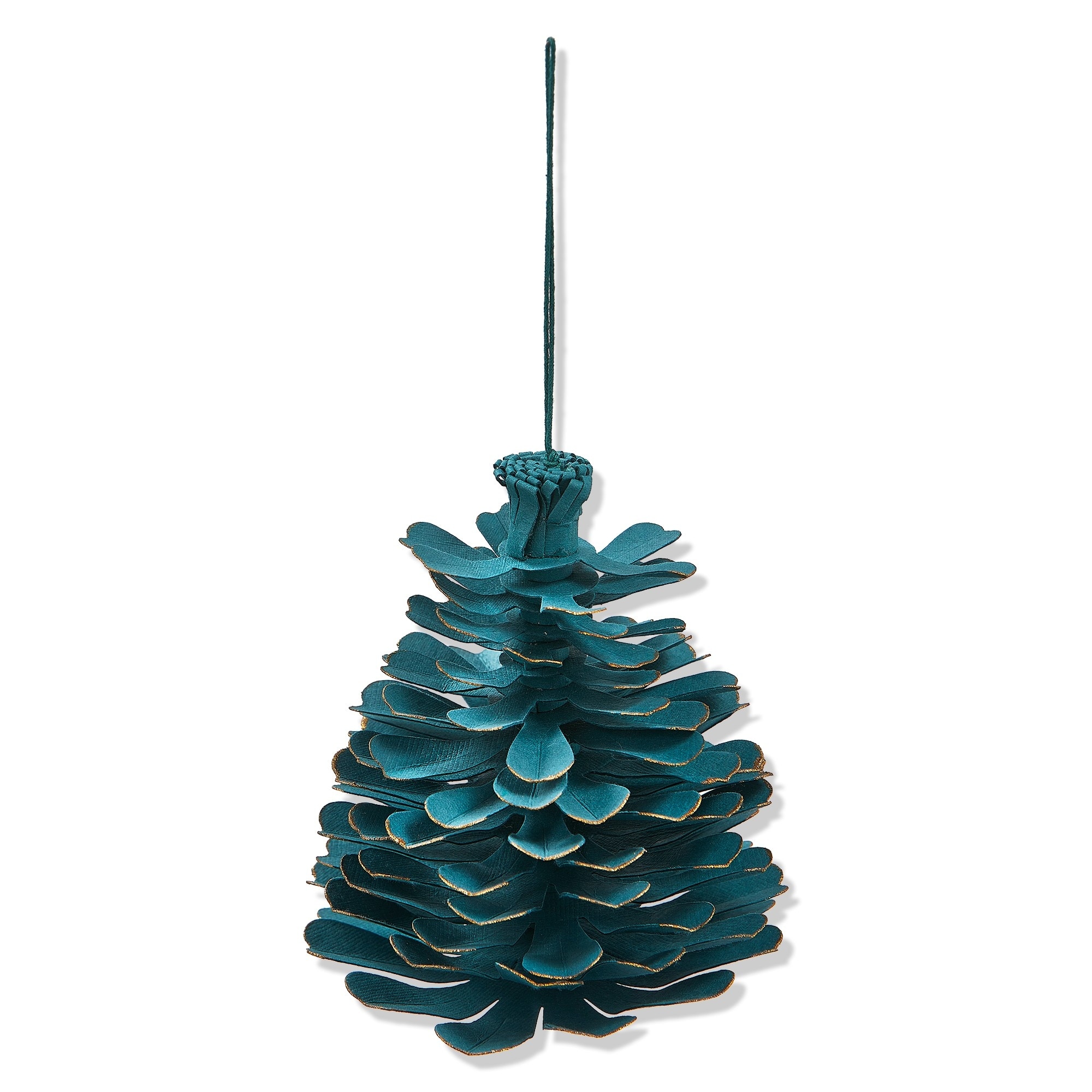 Cobalt Blue Paper Pinecone Tree Ornaments - Holiday Decor, 5" x 5" x 5" - Dust Clean Christmas Decorations