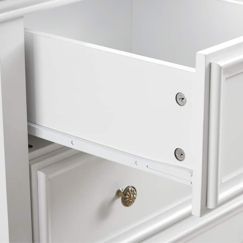 Crisp White 6-Drawer Dresser, Elegant Living Room Storage Solution