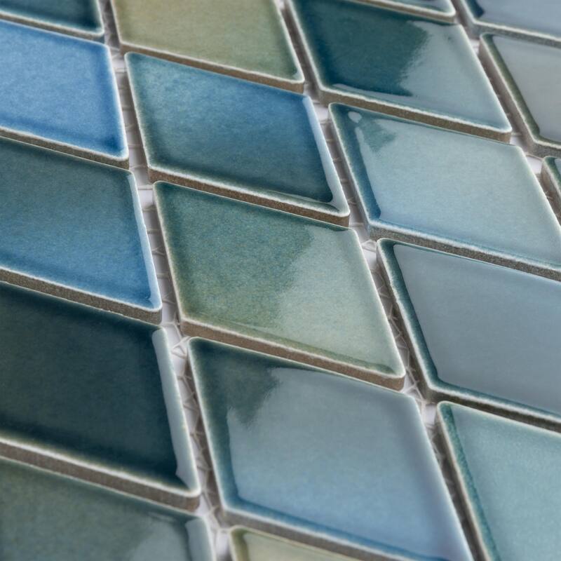 Merola Tile Hudson Kite Lagoon 10-1/8" x 11-3/4" Porcelain Mosaic Floor and Wall Tile