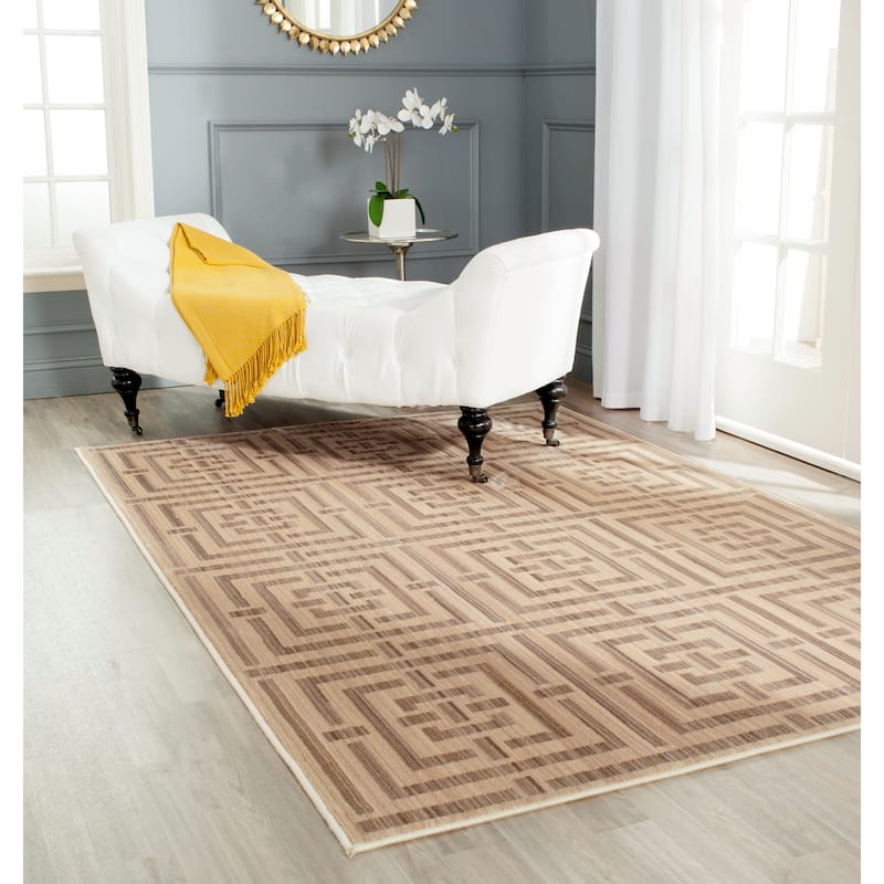 SAFAVIEH Infinity Jodi Modern Polyester Rug - 5'1" x 7'6" - Yellow/Taupe