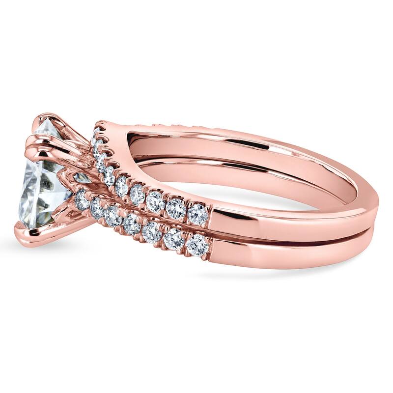 Annello by Kobelli 14k Gold 2 1/3ct TGW Forever One Moissanite and Lab Grown Diamond Bridal Rings Set DEF, VS