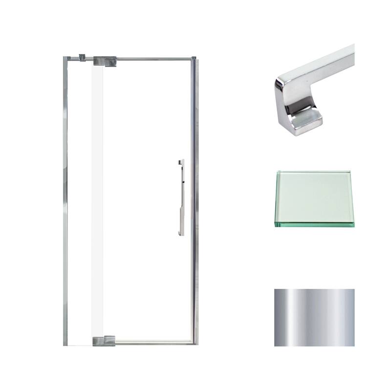 Transolid IPD367610C-J 76" High x 36" Wide Pivot Semi Frameless Shower - Polished Chrome