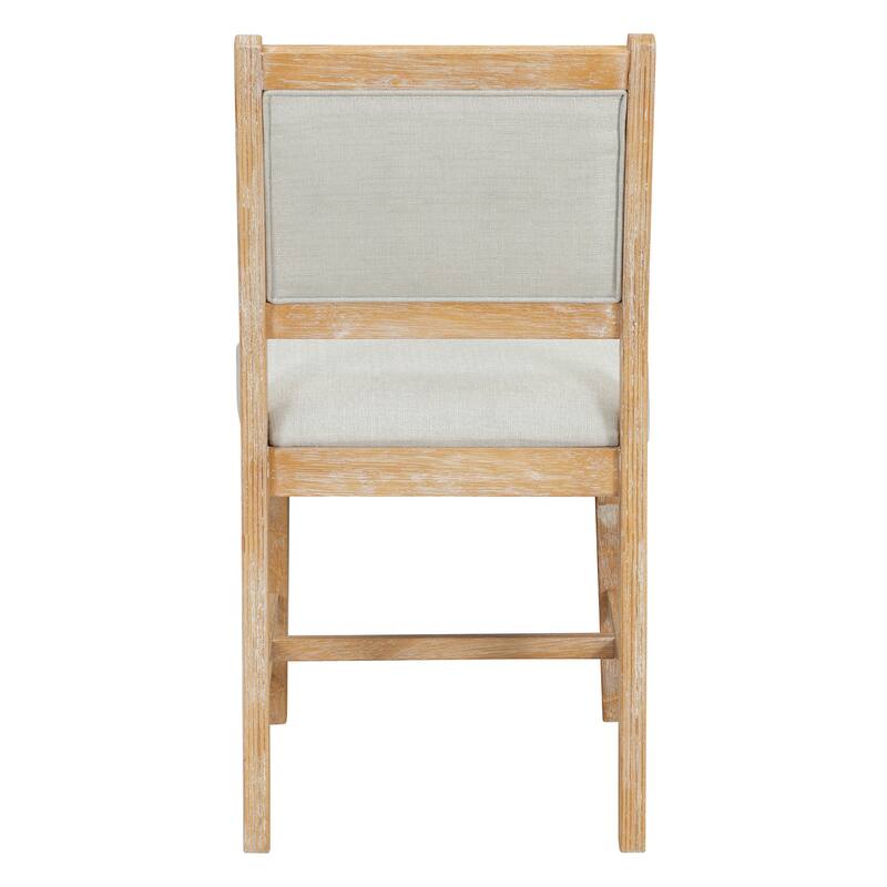 Retro 7-Piece Dining Table Set with Upholstered Chairs and Solid Wood Frame for Stylish Gatherings