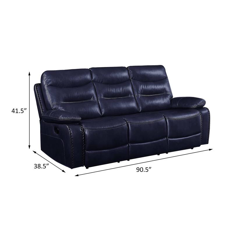 Graton Navy Horizontal Tufted with Nailhead Trim Recliner