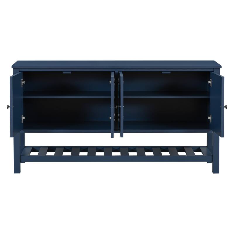 Elegant Entryway Table with Polygonal Door Design - Navy Blue