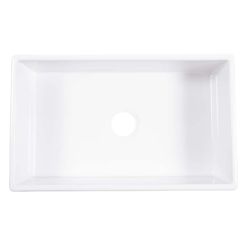 Turner Crisp White Fireclay 30" Single Bowl Farmhouse Apron Front Undermount Kitchen Sink with Bruton Chrome Faucet Kit