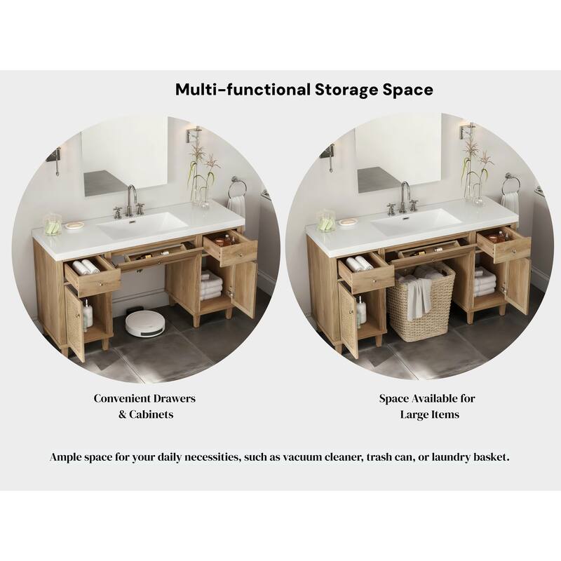 Christopher Knight Home - Aurelia Modern Solid Wood Legs Bathroom Vanity with Spacious Storage and Tip-Out Tray