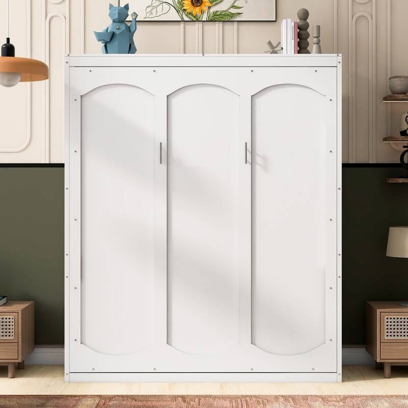 Murphy Bed Wall Bed with Built-in Shelves, Full/Queen Size, Foldable Cabinet for Small Spaces, Home Offices, and Apartments