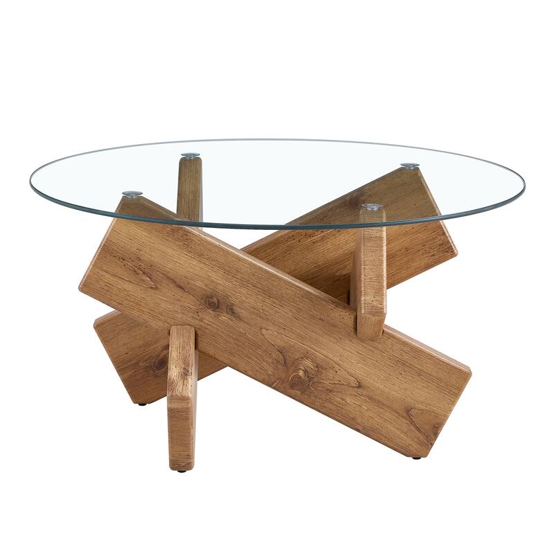 Circular glass coffee table