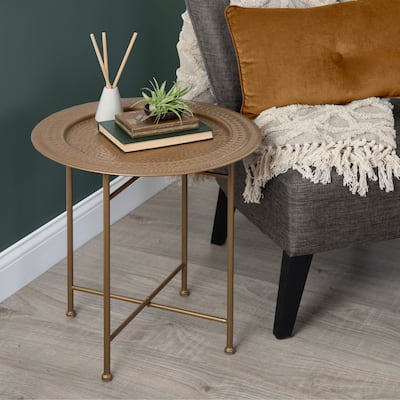 Kate and Laurel Razza Round Metal Side Table - 19x19x20