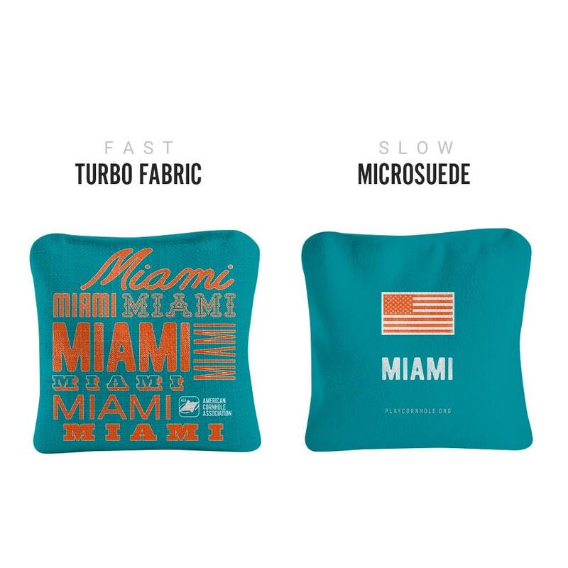 Miami Football Teal Dual Sided Cornhole Bags
