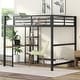 preview thumbnail 3 of 12, Full Size Metal Loft Bed with Built-in Desk and Storage Shelves, Black