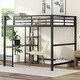 preview thumbnail 3 of 12, Industrial Full Size Metal Loft Kids Bed with Guardrail,Desk,Shelves