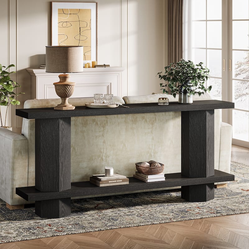71-Inch Long Console Table for Entryway, 2-Tier Sofa Table - 11.81"D x 70.86"W x 31.5"H