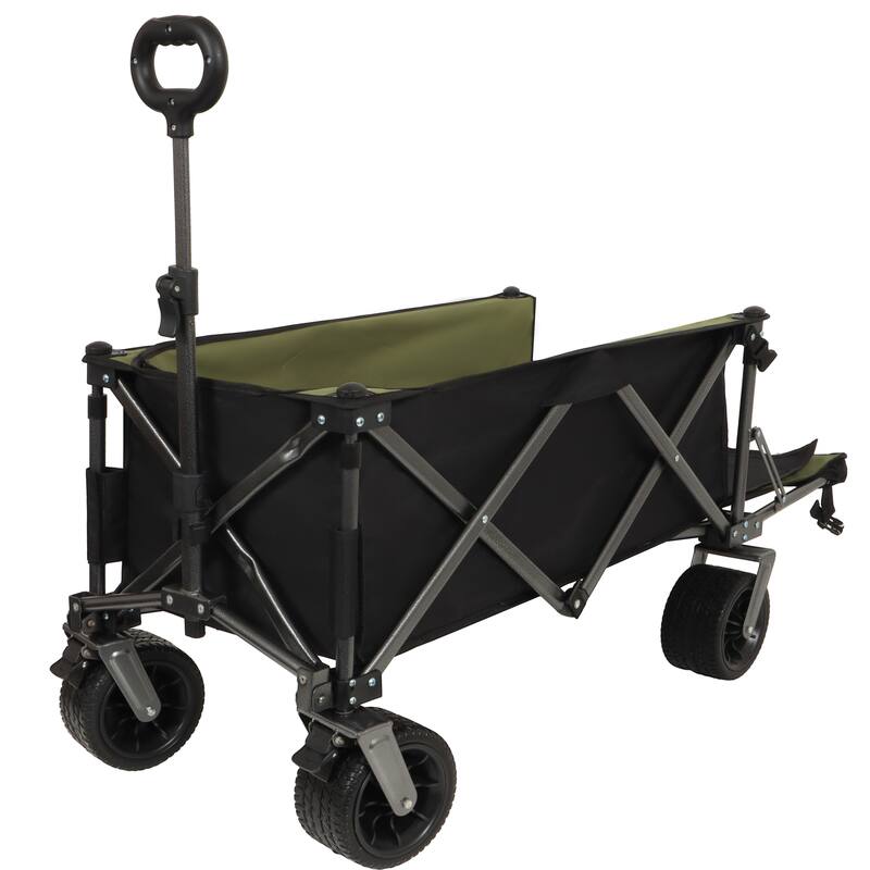 49" Extra Long Collapsible Wagon with Tailgate - 400lb Capacity, 7"x4" All-Terrain Wheels