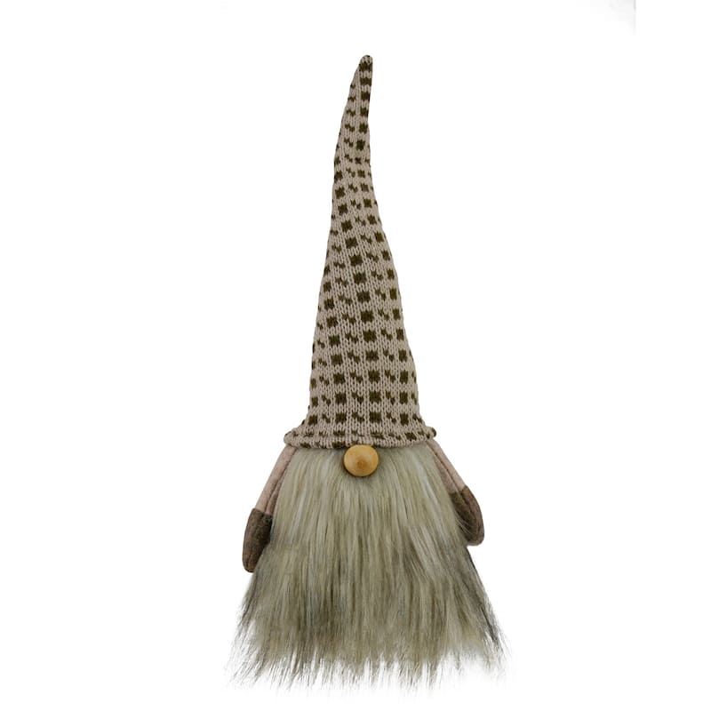 13" Beige Long Haired Sitting Gnome Christmas Figure