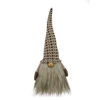 13" Beige Long Haired Sitting Gnome Christmas Figure