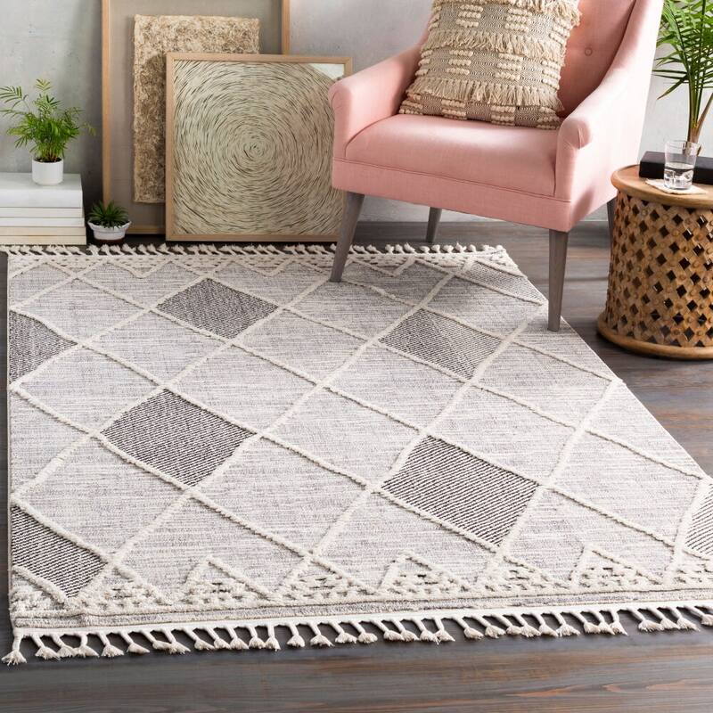 Livabliss Azilal Global Area Rug - 4'3" x 5'11" - Grey
