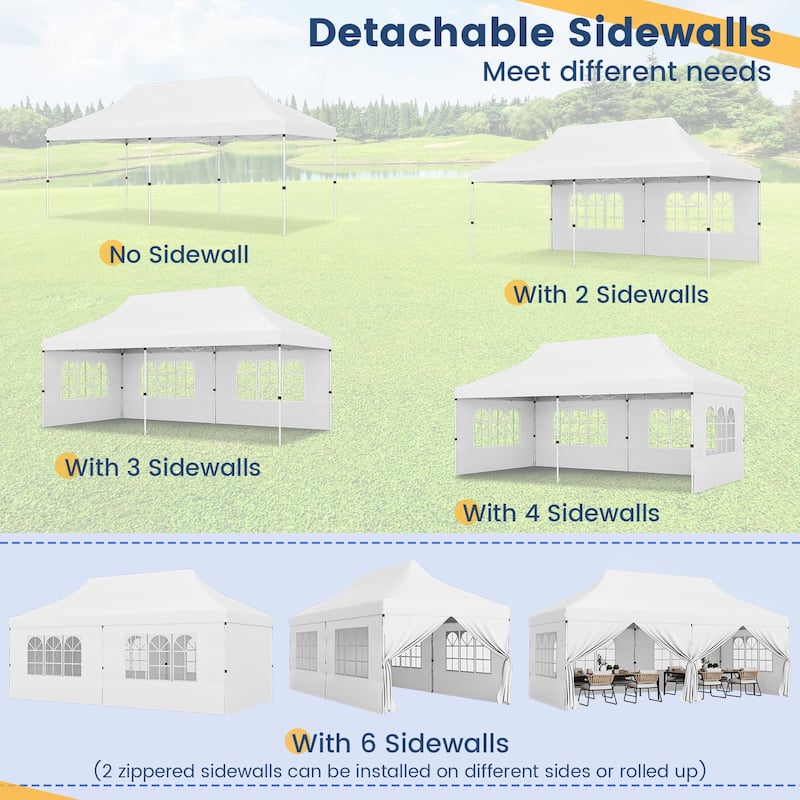 10x20 Pop Up Canopy Tent with 6 Sidewalls and Carry Bag Outdoor Use