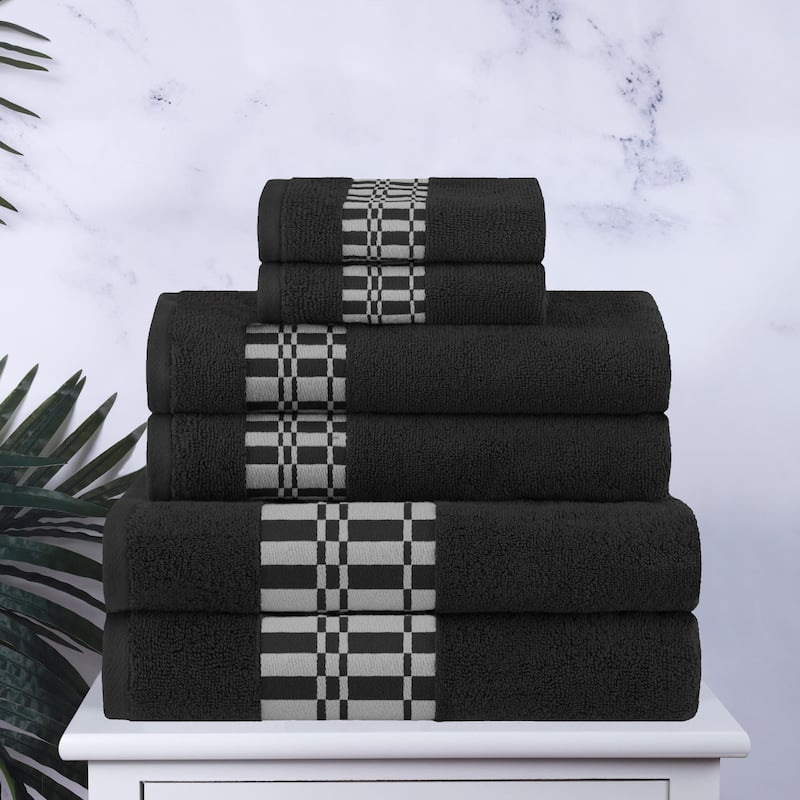 Superior Larissa Cotton Embroidered Geometric Border 6-Piece Towel Set