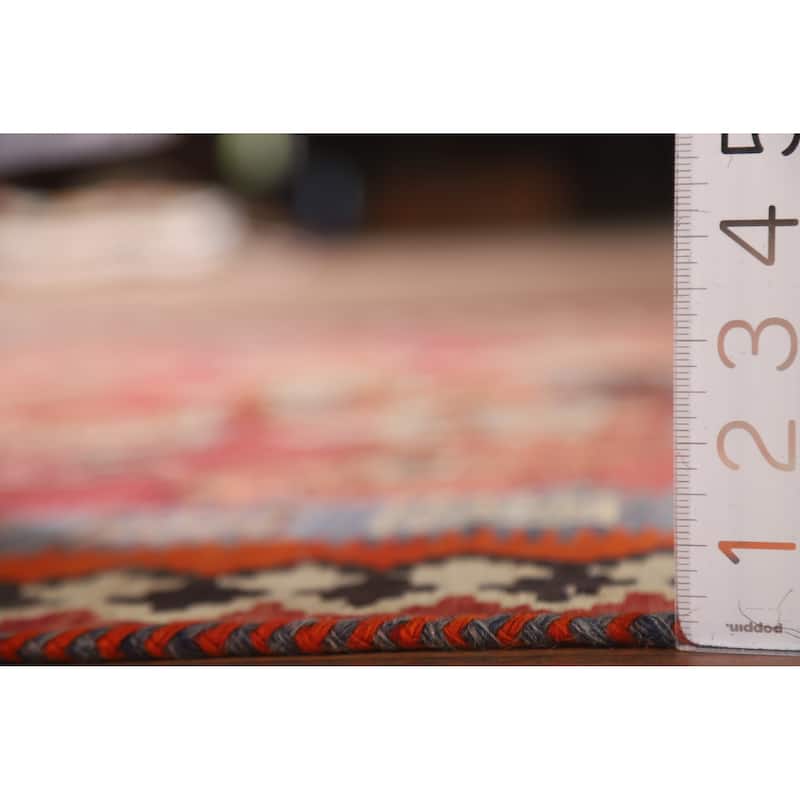 Vegetable Dye Kilim Qashqai Persian Antique Area Rug Red Wool Carpet - 4'10"x 9'8"