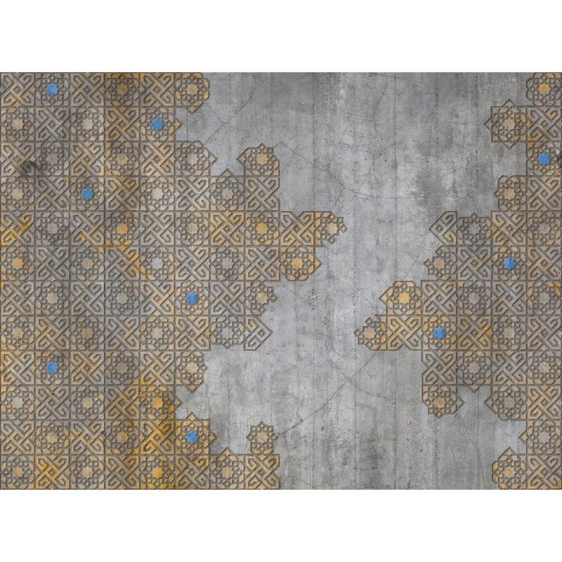 GK Wall Design Brown Geometric Tile Pattern with Concrete Background Removable Wallpaper