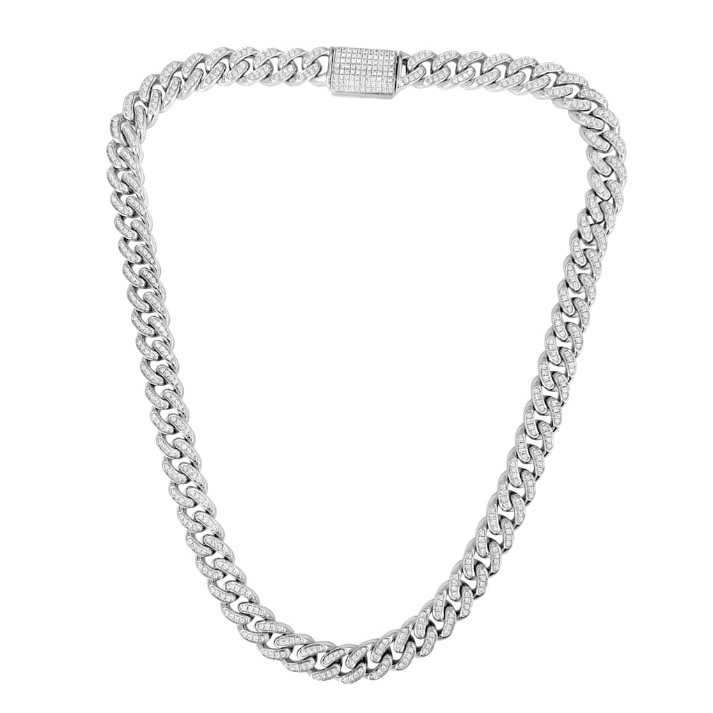 Auriya Silver Lab Grown Diamond Cuban Necklace 25.00 ct. tw. (E-F VS)