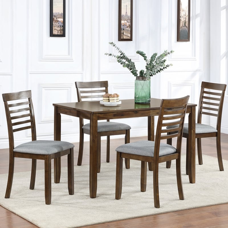 Classic Style Wooden Dining Table Set For 4,Rectangular Dining Table with 4 Dining Chairs for Kitchen or Dining Room