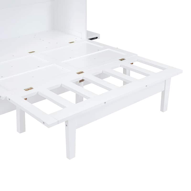 Full Size Murphy Bed with USB Port and removable Shelves on Each Side