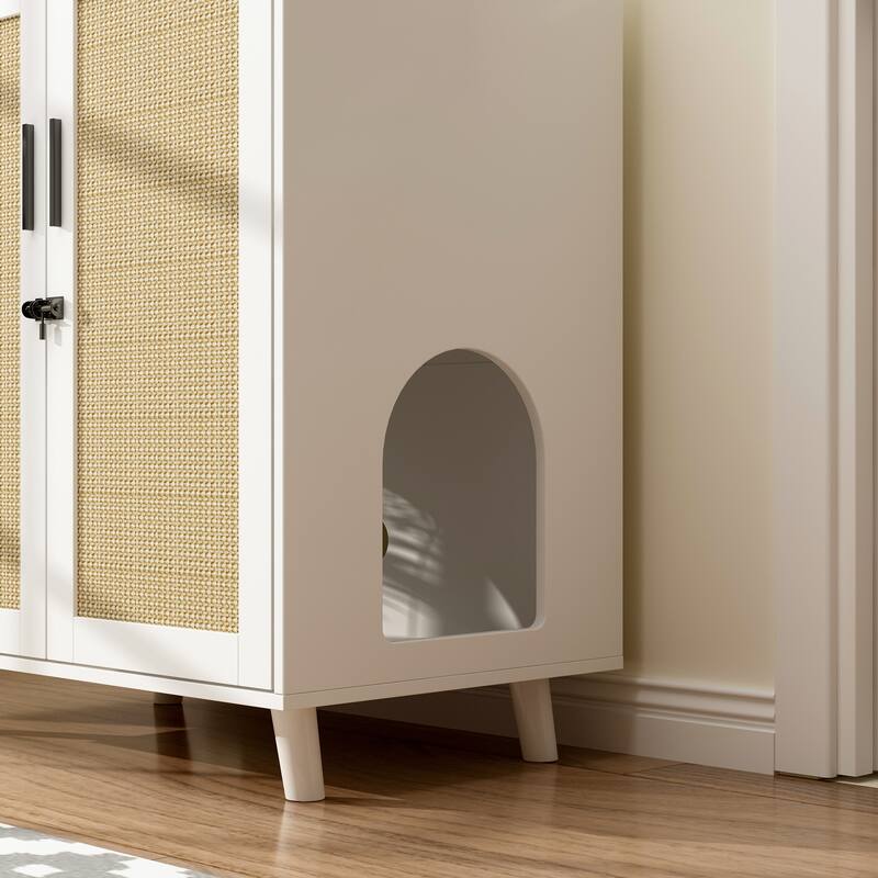 Cat Litter Box Enclosure 2-Door Storage Cabinet Bathroom Cabinet