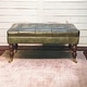 preview thumbnail 9 of 7, Buffalo Green Leather Ottoman with Castor Legs