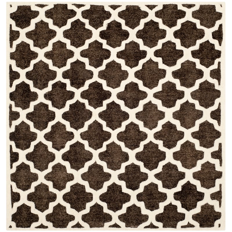 SAFAVIEH Handmade Precious Melanya Modern Polyester Rug - 5' Square - Dark Brown