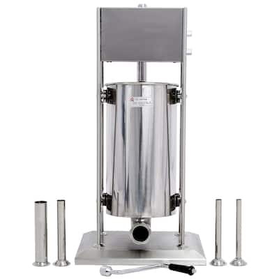 4-Gallon Stainless Steel Commercial Dual Speed Vertical Sausage Maker Meat Filler with 4 Stuffing Tubes