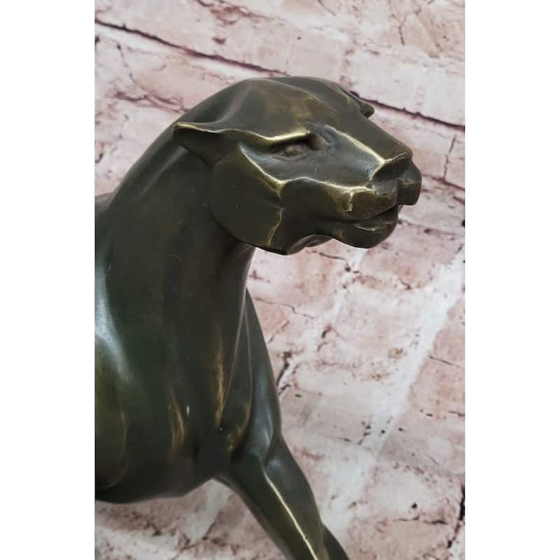 Modern Bronze Panther Sculpture – Abstract Feline Art Deco Style