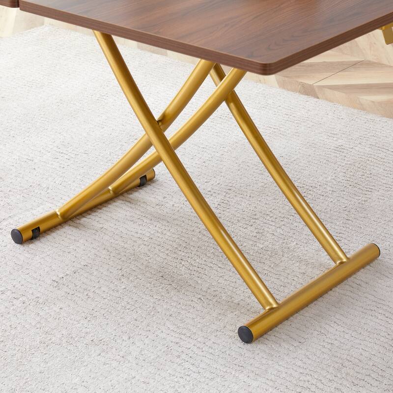 5-Piece Lift Dining Table Set with 4 Chairs, Modern Kitchen Table and Chairs Set, Compact Space-Saving Dining Room Set