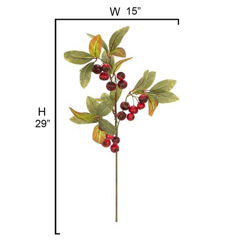 Realistic faux 29 Inch Loquat Fruit Spray Fall decor, Set of 2 - ABN3L001-RD-2