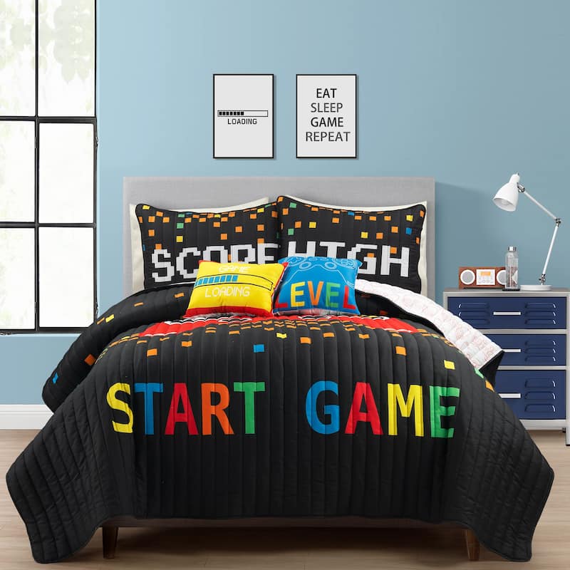 Lush Decor Video Games Kids 5-piece Quilt Set - Black/Red - Full - Queen