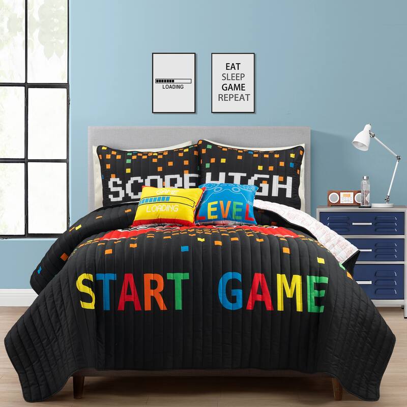 Lush Decor Video Games Kids 5-piece Quilt Set - Black/Red - Full - Queen