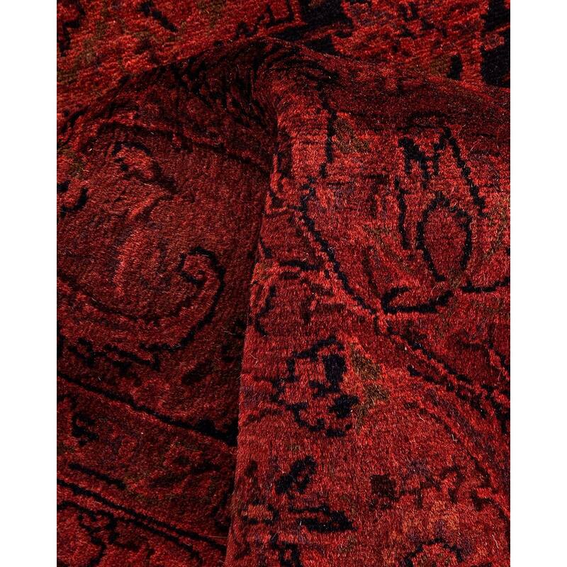 Overton Hand Knotted Wool Vintage Inspired Modern Contemporary Overdyed Orange Area Rug - 4' 1" x 6' 5"