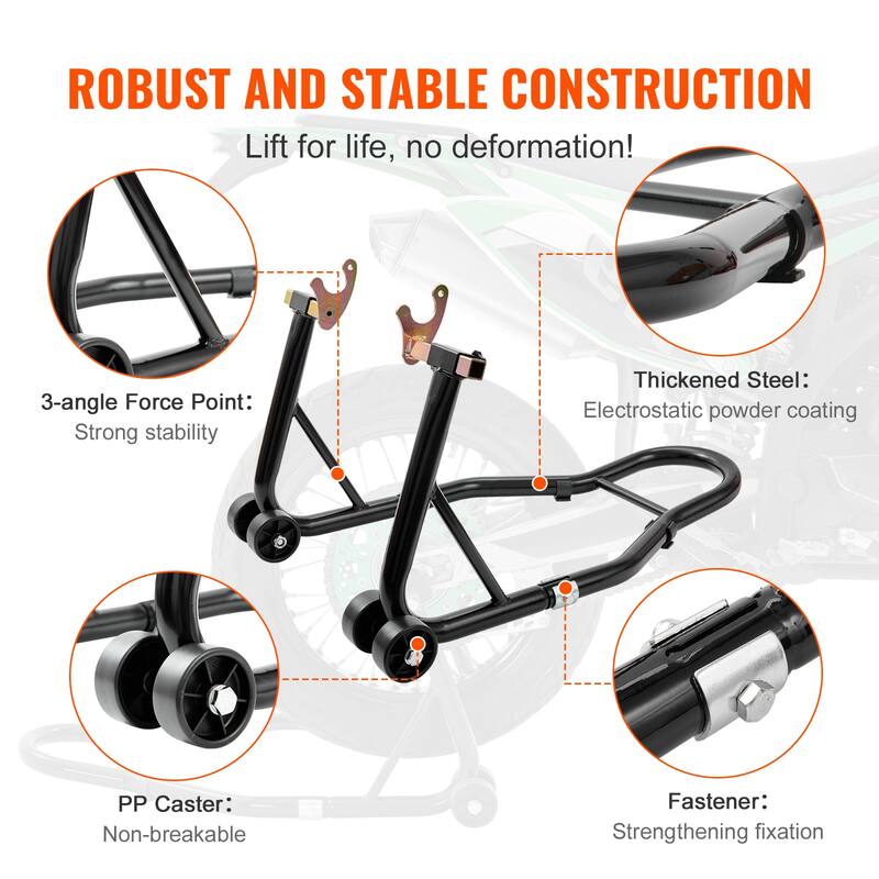 Motorcycle Stand Lift, Lift Stand, Front and Rear Wheel Fork Stand, U+L Fork Swingarm Spool