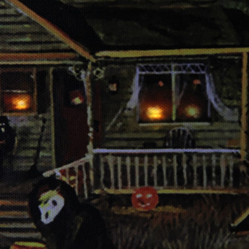 LED Lighted Haunted House Halloween Canvas Wall Art - 23.5" x 16" - Amber Lights